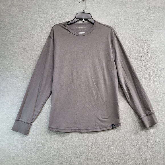 Lucky Brand Men Shirt Large Gray Crew Neck Long Sleeve Tee Stretch - Picture 1 of 9
